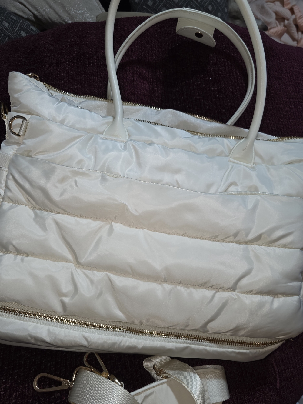 Cream iPack Puffy Tote Padded Laptop Pocket Fits Up To 15 Inches